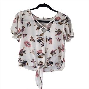 ❤️ 4/$25 Mudd Floral Tie Front Crop Top XS